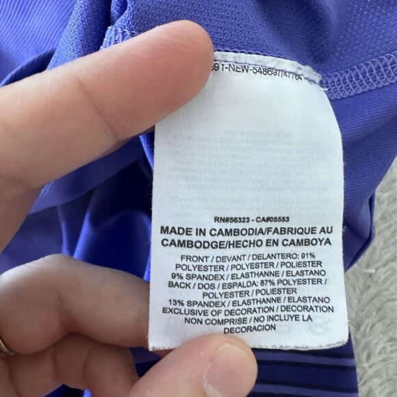 Nike Tiger Woods Polo Shirt Mens Large Purple Striped Golf TW Logo 585786-553 - Picture 9 of 15